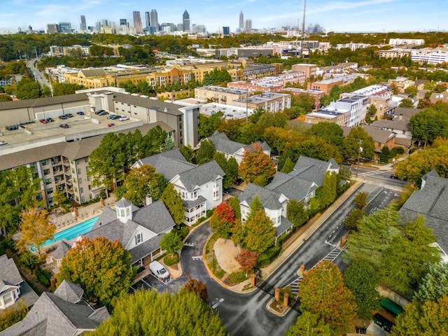 birds eye view of property featuring a view of city