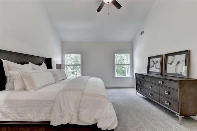 8305 Beryl Overlook, Gainesville, GA 30506 - bedroom with carpet, baseboards, high vaulted ceiling, and a ceiling fan