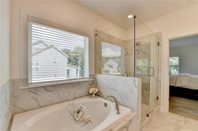 8305 Beryl Overlook, Gainesville, GA 30506 - full bathroom with a garden tub, healthy amount of natural light, a marble finish shower, and ensuite bath
