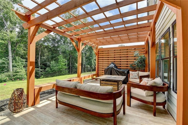 8305 Beryl Overlook, Gainesville, GA 30506 - deck featuring outdoor lounge area, a pergola, and a patio