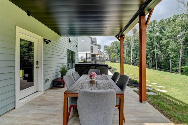 8305 Beryl Overlook, Gainesville, GA 30506 - view of patio / terrace with outdoor dining space and a hot tub