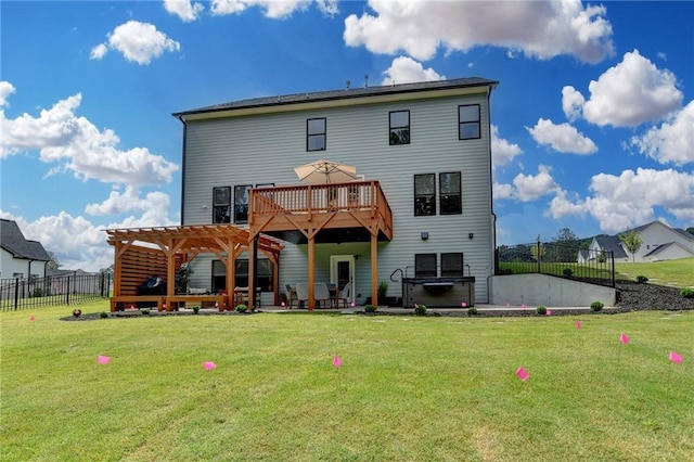 8305 Beryl Overlook, Gainesville, GA 30506 - rear view of property with a pergola, a patio area, a wooden deck, and a hot tub