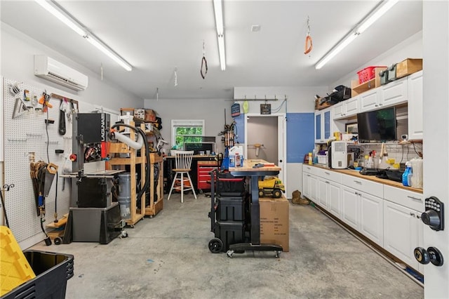 1832 Monument Rd, Jasper, GA 30143 - garage with a workshop area and an AC wall unit