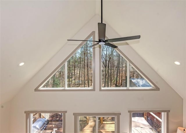 details featuring recessed lighting and ceiling fan