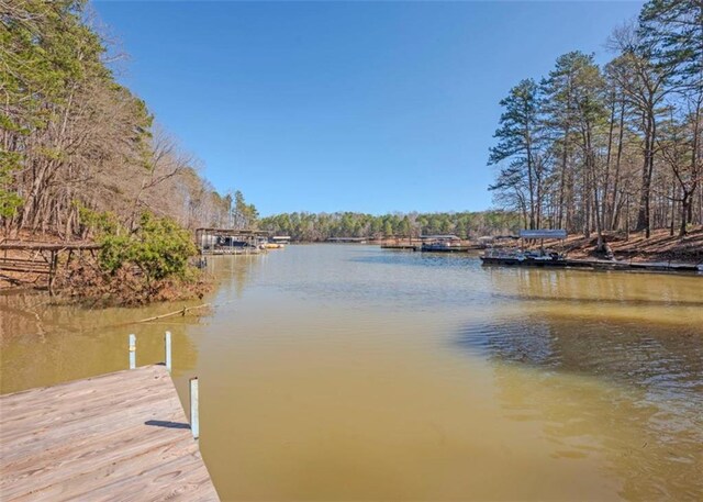 view of dock featuring a water view