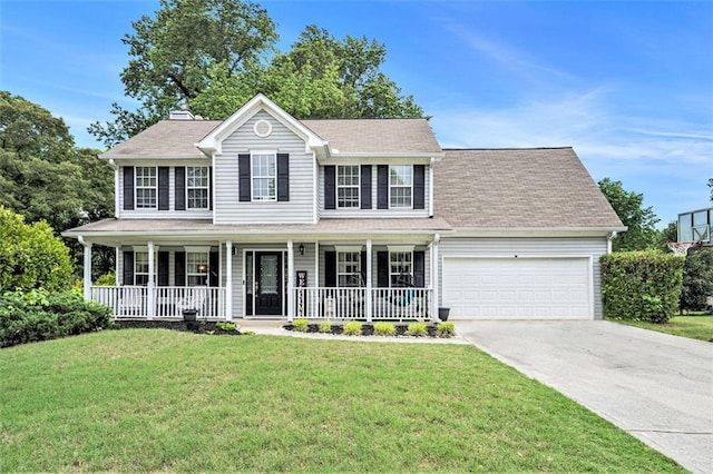 10 Callaway Ct, Hiram, GA 30141 - colonial-style house with a garage, a front lawn, covered porch, and concrete driveway