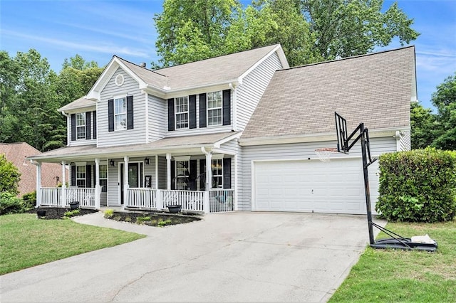 10 Callaway Ct, Hiram, GA 30141 - view of front of house with a porch, a garage, driveway, and a front yard