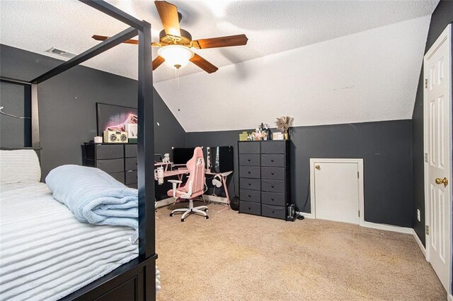 10 Callaway Ct, Hiram, GA 30141 - bedroom featuring a ceiling fan, carpet flooring, lofted ceiling, and visible vents
