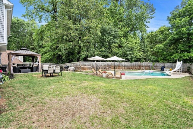 10 Callaway Ct, Hiram, GA 30141 - view of yard featuring a gazebo, a fenced backyard, and a fenced in pool