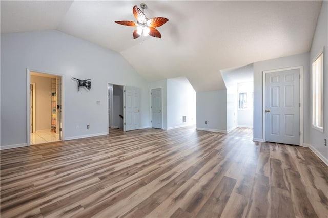 151 River Park Cir, Mcdonough, GA 30252 - bonus room featuring a ceiling fan, lofted ceiling, wood finished floors, and baseboards
