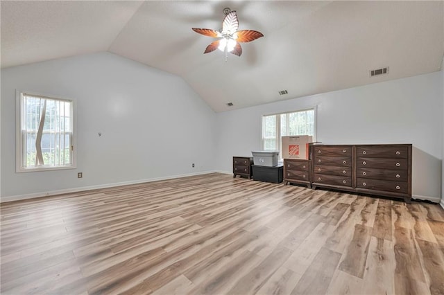 151 River Park Cir, Mcdonough, GA 30252 - additional living space featuring lofted ceiling, ceiling fan, light wood-type flooring, and baseboards