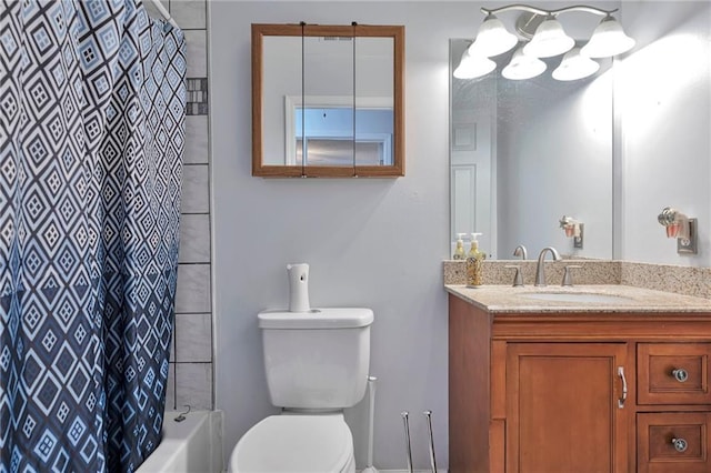 151 River Park Cir, Mcdonough, GA 30252 - bathroom featuring vanity, toilet, and shower / tub combo