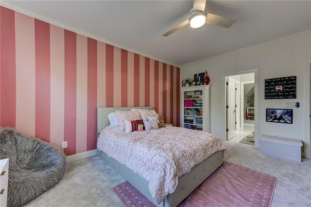 1892 Raven Hill Dr NE, Atlanta, GA 30319 - bedroom featuring carpet flooring, ornamental molding, and ceiling fan