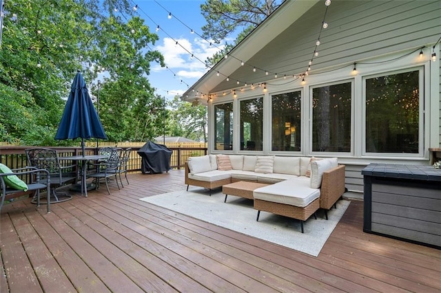 1959 Audubon Dr NE, Atlanta, GA 30329 - deck with an outdoor hangout area, area for grilling, and outdoor dining space