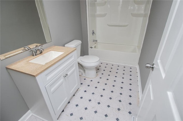 8211 Thompson St, Douglasville, GA 30134 - bathroom with tile patterned floors, toilet, shower / bathing tub combination, and vanity