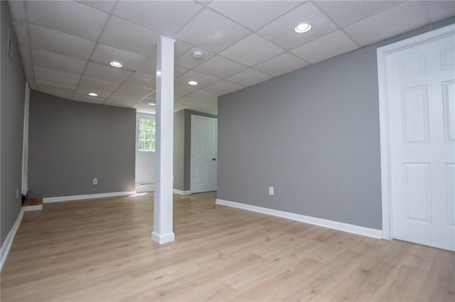 8211 Thompson St, Douglasville, GA 30134 - unfurnished room with light wood-style flooring, a paneled ceiling, baseboards, and recessed lighting