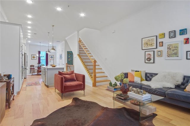 living room featuring light hardwood / wood-style floors