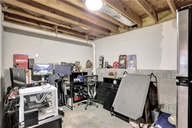 view of unfinished basement