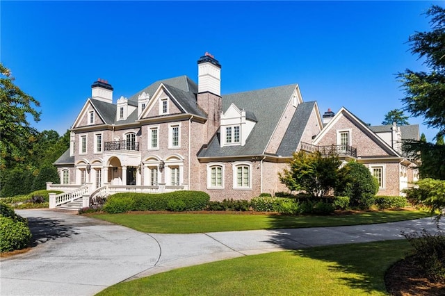 view of front of home with a front yard