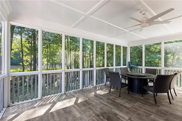 1360 Mount Mickinley Dr, Grayson, GA 30017 - sunroom / solarium featuring a ceiling fan and outdoor dining space