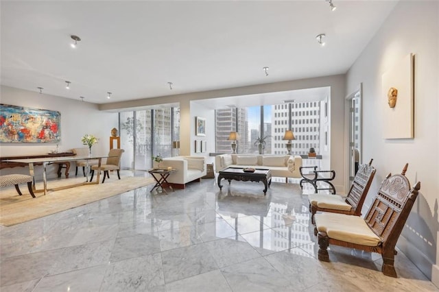 living room with plenty of natural light