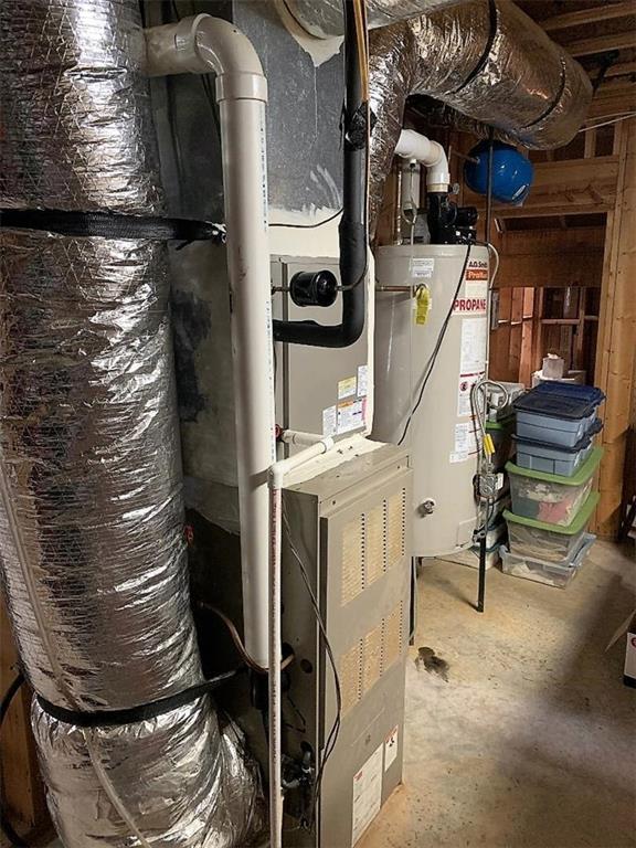 utility room with gas water heater