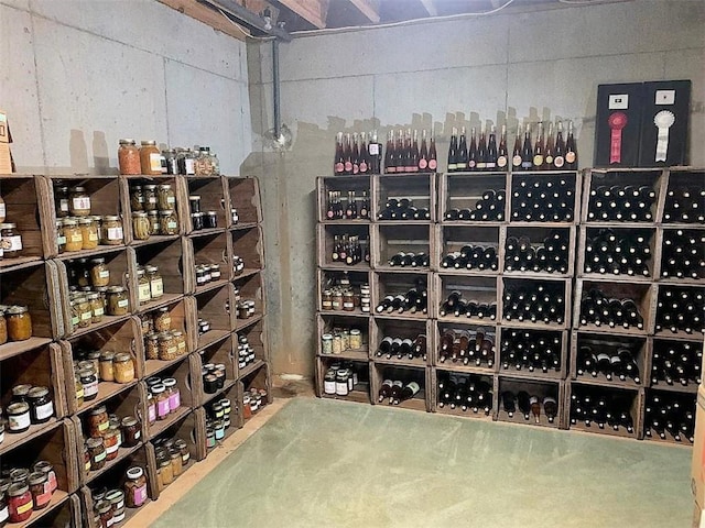 view of wine cellar