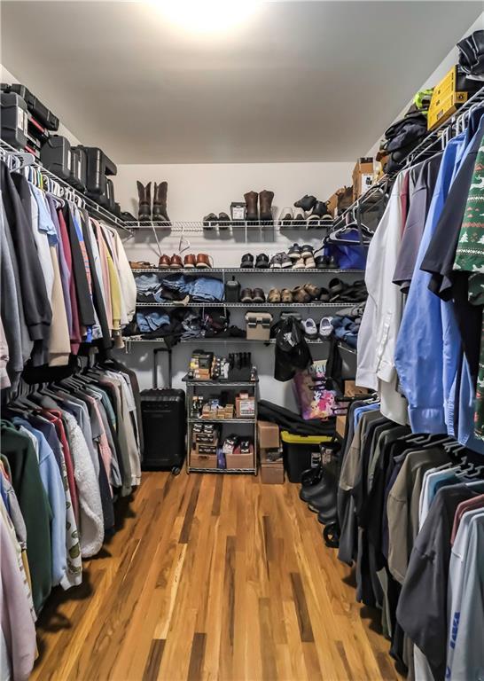 walk in closet featuring wood finished floors