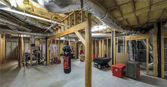 view of unfinished basement