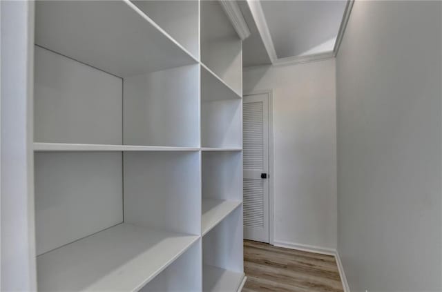 spacious closet with light hardwood / wood-style floors