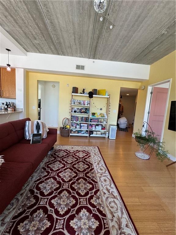 living room featuring hardwood / wood-style flooring