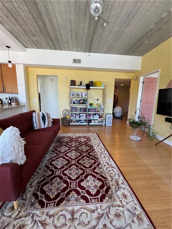 living room with wood-type flooring