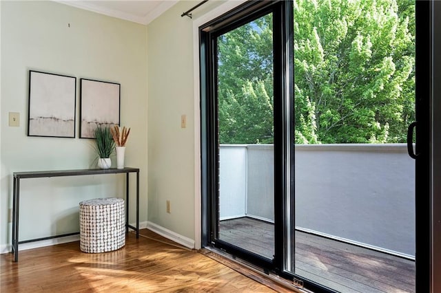 302 Ridley Howard Ct Unit 302, Decatur, GA 30030 - doorway featuring wood finished floors and crown molding