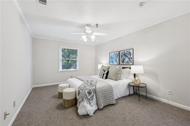 302 Ridley Howard Ct Unit 302, Decatur, GA 30030 - carpeted bedroom with crown molding, a textured ceiling, and a ceiling fan