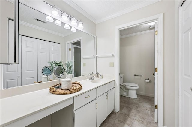 302 Ridley Howard Ct Unit 302, Decatur, GA 30030 - bathroom with vanity, ornamental molding, a closet, and a textured ceiling