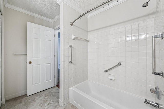 302 Ridley Howard Ct Unit 302, Decatur, GA 30030 - full bathroom featuring shower / washtub combination, a textured ceiling, and ornamental molding