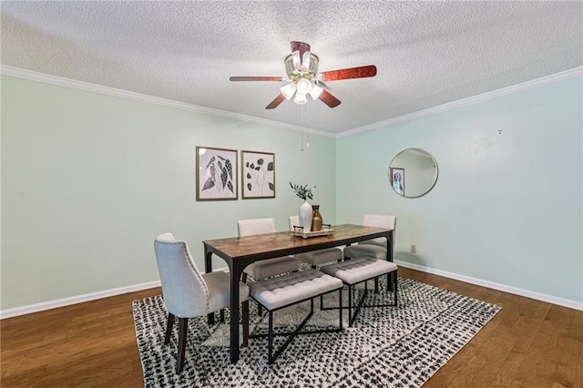 302 Ridley Howard Ct Unit 302, Decatur, GA 30030 - dining room with a ceiling fan, wood finished floors, a textured ceiling, and ornamental molding