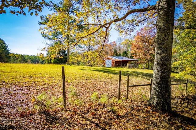 view of yard with an outbuilding