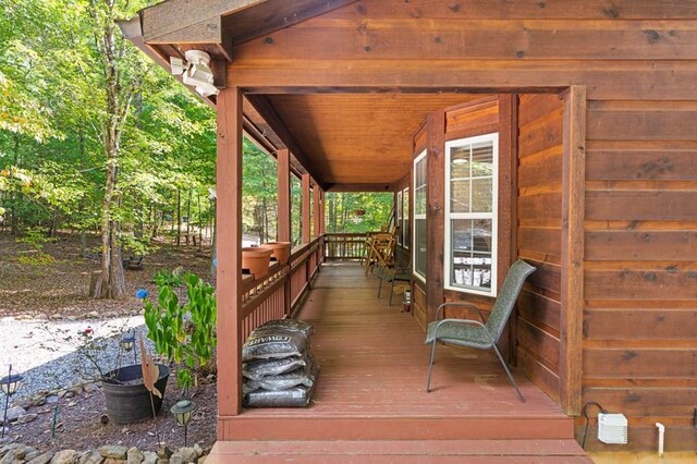 deck featuring covered porch