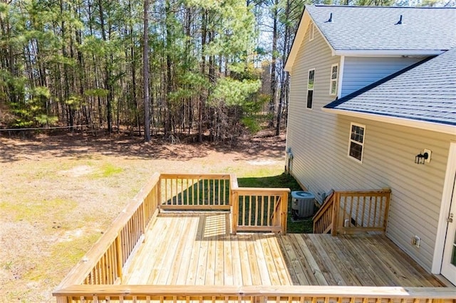 wooden terrace with central AC unit