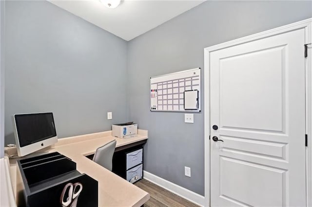 office area featuring dark hardwood / wood-style floors