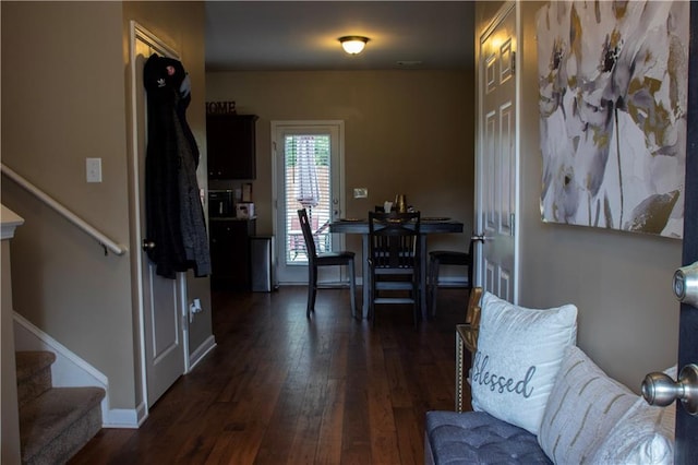 20 Autumn Canyon Path SE, Cartersville, GA 30121 - dining area featuring stairs, dark wood-style floors, and baseboards