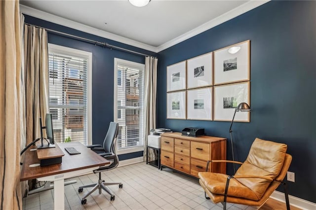 408 Townly Ct, Alpharetta, GA 30009 - home office featuring baseboards and crown molding