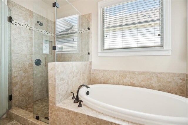 4155 Brookview Dr, Cumming, GA 30040 - full bathroom featuring a garden tub and a shower stall