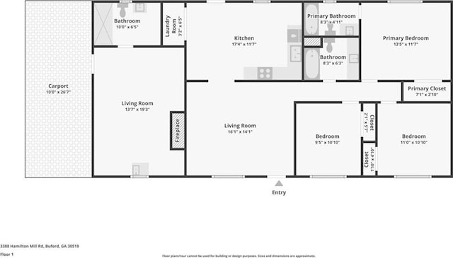 3388 Hamilton Mill Rd, Buford, GA 30519 - room layout