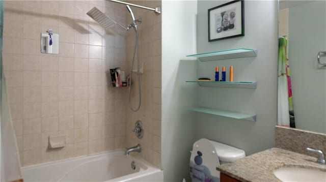 3338 Peachtree Rd NE Unit 1506, Atlanta, GA 30326 - full bath featuring vanity, shower / bathtub combination with curtain, and toilet