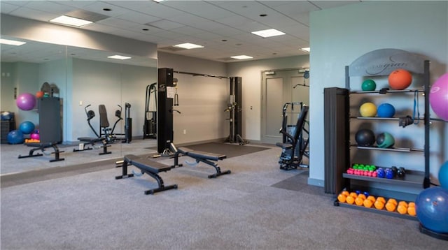 3338 Peachtree Rd NE Unit 1506, Atlanta, GA 30326 - workout area featuring carpet and a paneled ceiling