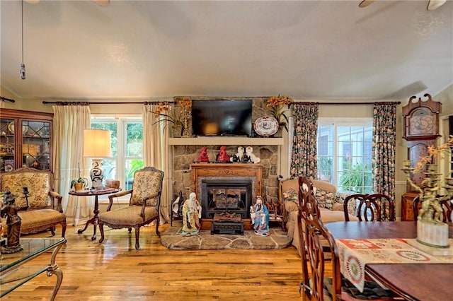 476 Franklin St, Dillard, GA 30537 - living room with plenty of natural light, wood-type flooring, and a ceiling fan