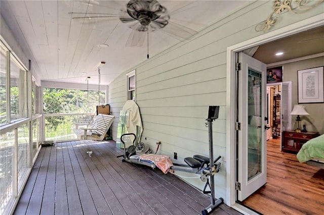 476 Franklin St, Dillard, GA 30537 - wooden porch featuring a ceiling fan