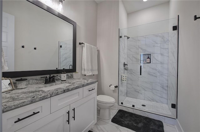 884 Oxford Rd, Ball Ground, GA 30107 - bathroom with marble look tile flooring, vanity, and a shower stall